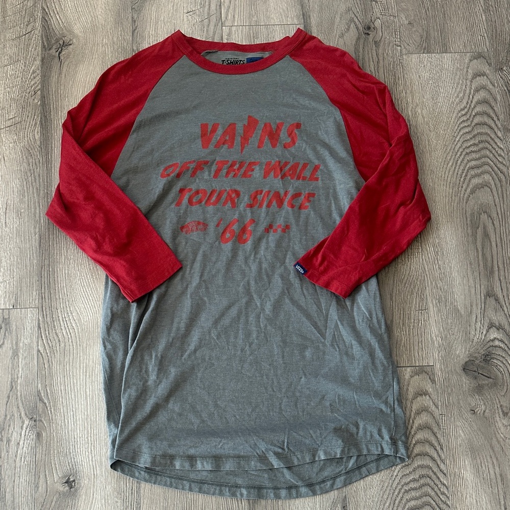 Vans Red and Gray Graphic Raglan Tee